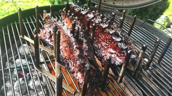 Svineribber Stekt Grillen Utendørs – stockfoto