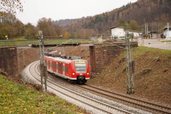 Krásný Výhled Vlak Lokomotivy Podzim — Stock fotografie