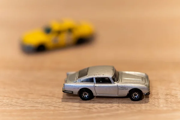 Poznan Poland Maj 2021 Mattel Matchbox Grå Klassiker Aston Martin — Stockfoto