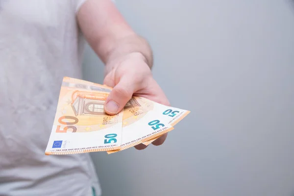 Closeup Shot Male Holding Cash Money Finance Concept — Stock Photo, Image