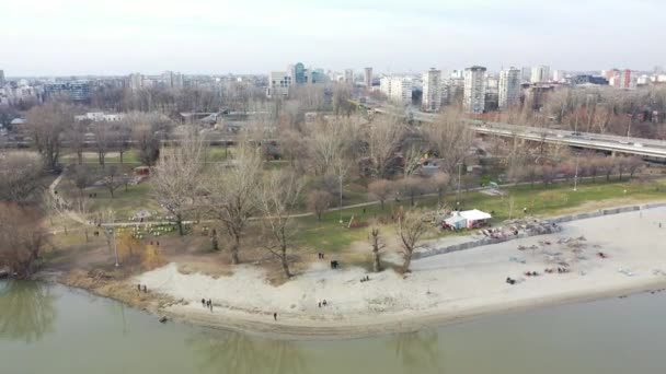 Cityscape Novi Sad Serbia Daylight Zooming Out Ian Footage — Stock video