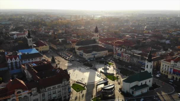 Flygbild Stadens Centrum Oradea Bihor County Rumänien — Stockvideo