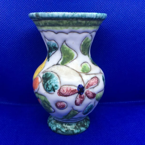 Vase Vintage Avec Fond Bleu — Photo