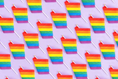 An overhead shot of a gay rainbow flag  - concept of LGBT community clipart