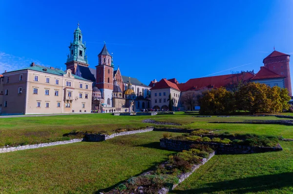 Disparo Del Castillo Real Wawel Cracovia Polonia — Foto de Stock
