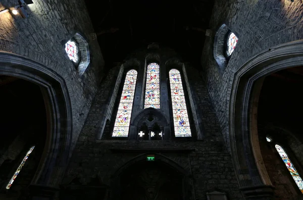 Canice Katedrális Festett Üvegablakainak Alacsony Szöge Kilkenny Katedrális Írország — Stock Fotó