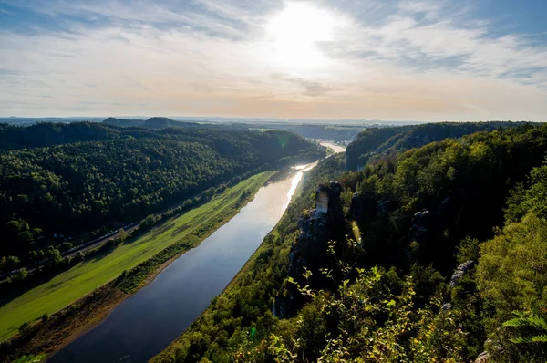 Výstřel Basteigebiet Lohmen Německo — Stock fotografie