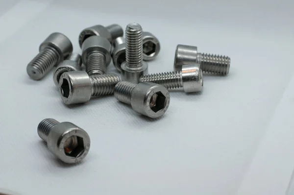 Closeup Shot Some Screws White Surface — Stock Photo, Image