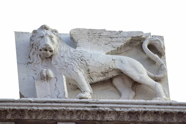 Closeup Shot Lion Mark Venice Blue Sky Background — Stock Photo, Image