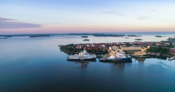 Eisbrecher Luftaufnahme Von Eisbrechern Der Katajanokka Bucht Sonnige Sommersonne Helsinki — Stockfoto