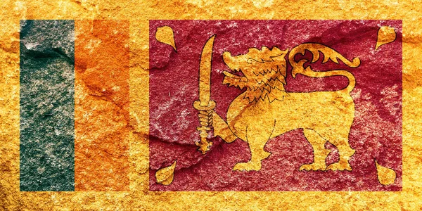 Bandeira Sri Lanka Fundo Parede Rocha Texturizado — Fotografia de Stock