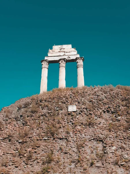 Restos Del Templo Castor Pollux Foro Romano Roma Italia —  Fotos de Stock
