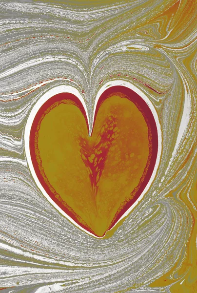 Une Forme Coeur Sur Fond Motif Peinture Marbré — Photo