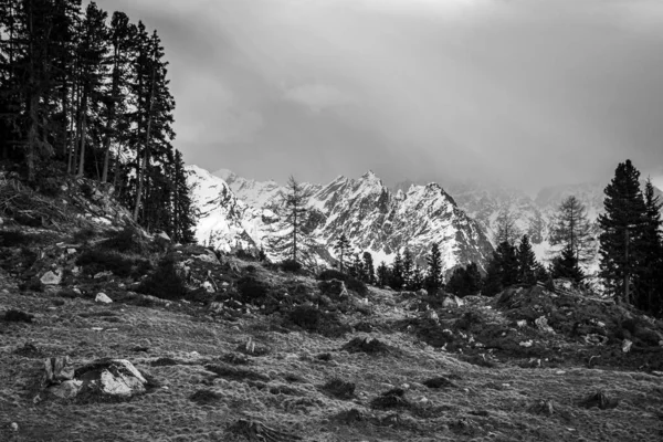 Серый Снимок Тирольских Альп Австрии — стоковое фото