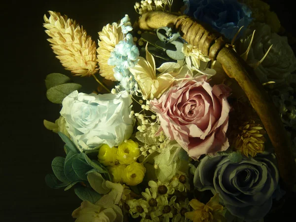 Μια Εναέρια Λήψη Ενός Τεχνητού Floral Σχεδίου Διαφόρων Χρωμάτων — Φωτογραφία Αρχείου