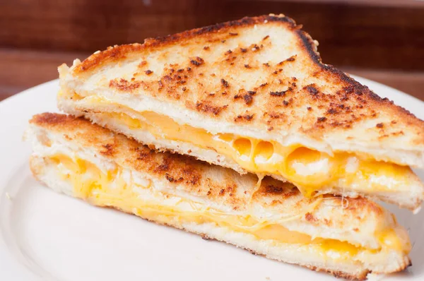 Gooey Delicious Grilled Cheese Sandwiches Cut Half — Stock Photo, Image