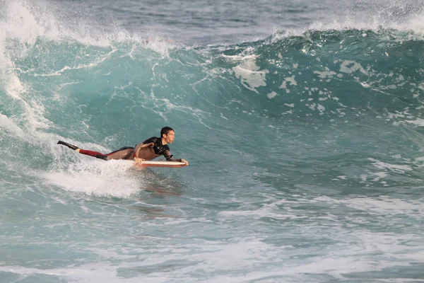 Sydney Australien Mai 2016 Sehr Aufgeregter Extrem Bodyboarder Reitet Auf — Stockfoto