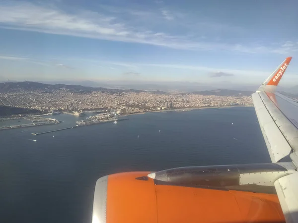 Barcelona Spanyolország Ápr 2021 Légifotózás Easyjet Cég Repülőgépének Ablakából Barcelonai — Stock Fotó