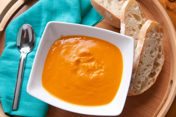 Chickepea Sopa Tomate Com Pão Turco — Fotografia de Stock