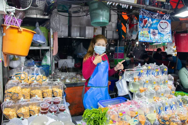 Thailand May 2021 Thai Sellers Continue Sell Food Especially Freshly — Stock Photo, Image