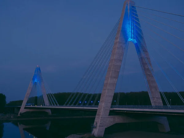 Ein Schöner Blick Auf Die Ting Kau Brücke Mit Beleuchteten — Stockfoto