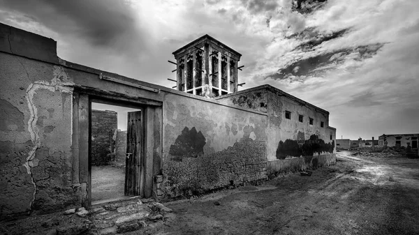 Grayscale Shot Ruins Cloudy Sky Royalty Free Stock Images