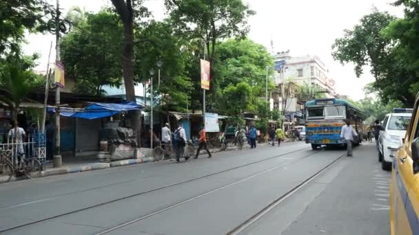 Passagerare Som Reser Med Lokalbuss Kolkata City — Stockvideo