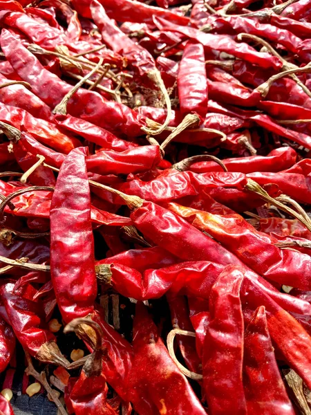 Gros Plan Piments Rouges Piquants Épicés Fond — Photo