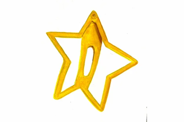 白い背景に黄色の星の絵の垂直ショット — ストック写真