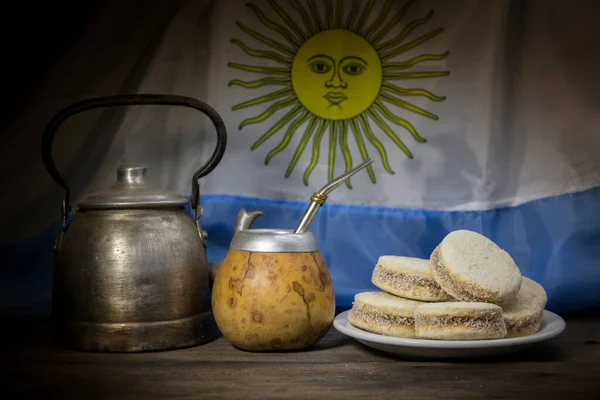 Yerba Mate Turkey Alfajores Cornstarch Dulce Leche Argentine Tradition — Stock Photo, Image