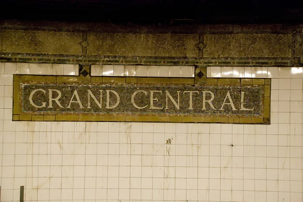 Antiguo Cartel Baldosas Grand Central Station Metro Nueva York Manhattan — Foto de Stock