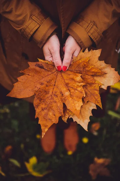 Eine Vertikale Aufnahme Eines Weibchens Mit Roter Maniküre Das Einen — Stockfoto