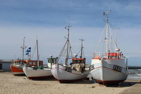 丹麦Lken 2021年3月21日 4艘渔船在Lokken海滩登陆 — 图库照片