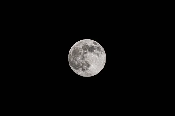 Pleine Lune Sur Ciel Nocturne Noir — Photo