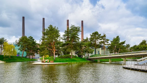 Krásný Výhled Zelený Autostadt Park Wolfsburgu Německo Slunečného Dne — Stock fotografie