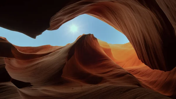 Closeup Shot Antelope Canyon Arizona Blue Sky Background — Stock Photo, Image