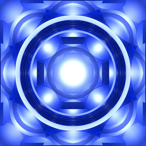 Uma Ilustração Sri Yantra Azul Abstrata Padrão Circular Para Meditação — Fotografia de Stock