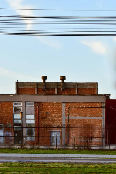 Colpo Verticale Edificio Mattoni Invecchiato — Foto Stock