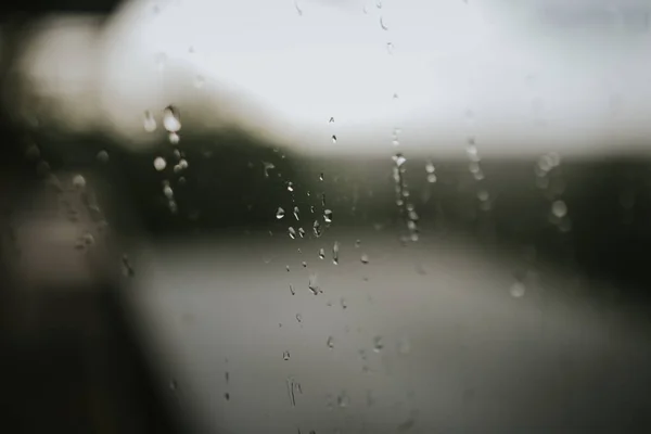 Primo Piano Gocce Acqua Vetro Della Finestra Dopo Pioggia — Foto Stock