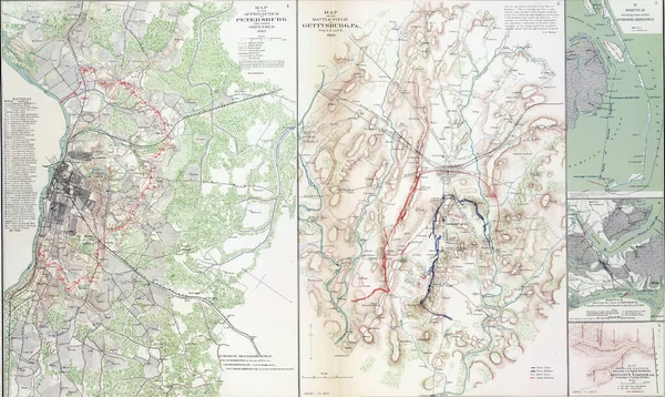Mapa Bitew Chickamauga Knoxville Atlasu Oficjalne Zapisy Unii 1863 — Zdjęcie stockowe