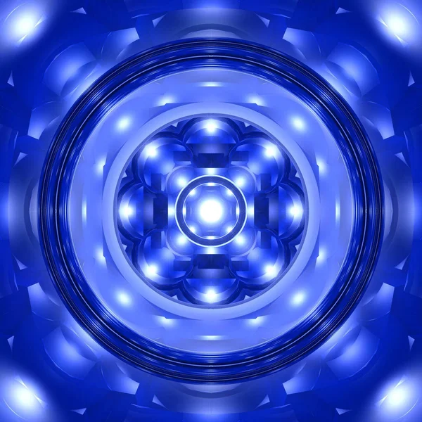 Uma Ilustração Sri Yantra Azul Abstrata Padrão Circular Para Meditação — Fotografia de Stock