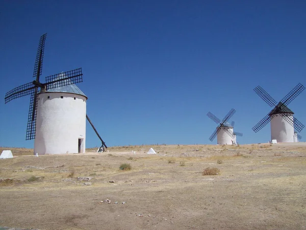 Väderkvarnarna Campo Criptana Spanien — Stockfoto