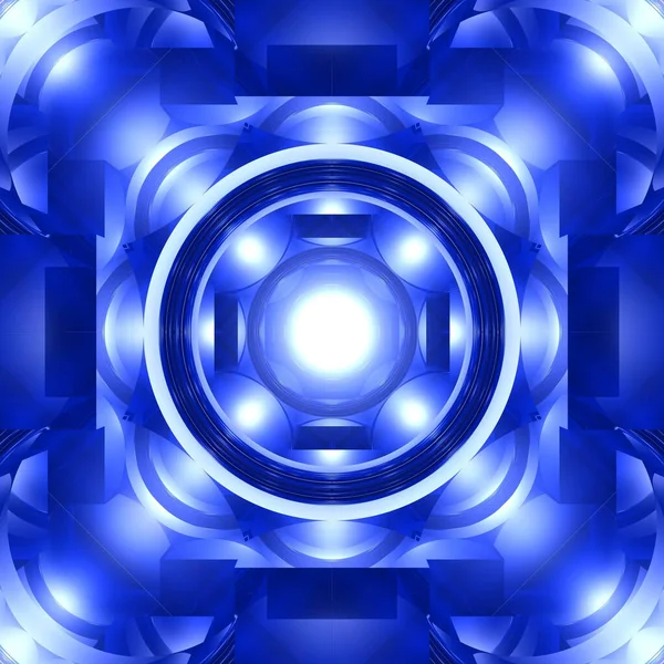 Uma Ilustração Sri Yantra Azul Abstrata Padrão Circular Para Meditação — Fotografia de Stock