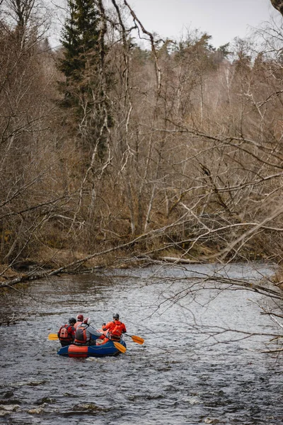 Beautiful Shot People Rafting Forest River — Stock Photo, Image