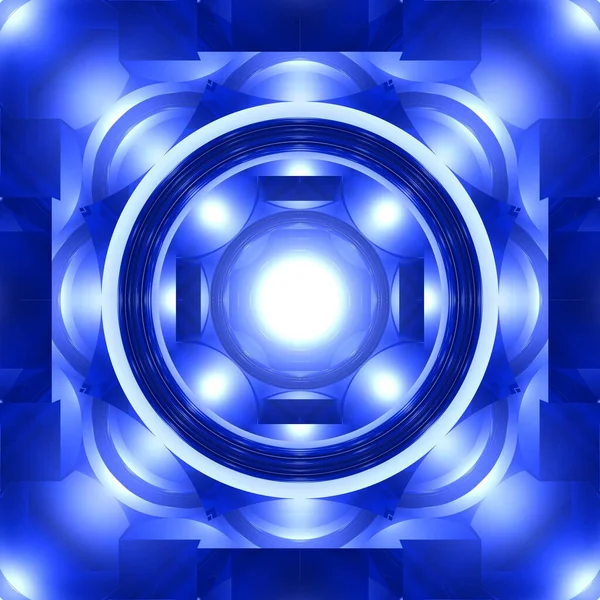 Абстрактний Синій Шрі Янтра Ілюстрація Круговій Моделі Мирної Спокійної Медитації — стокове фото