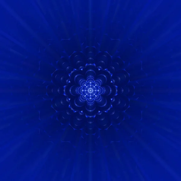 Een Abstracte Blauwe Sri Yantra Mandala Hindi Vreedzame Patroon Illustratie — Stockfoto