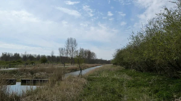 Uma Vista Canal Água Pacífico Campo Outono — Fotografia de Stock