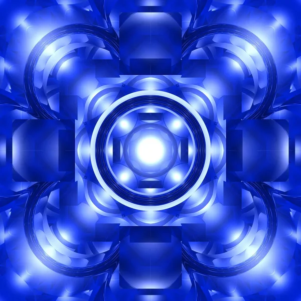 Uma Ilustração Sri Yantra Azul Abstrata Padrão Circular Para Meditação — Fotografia de Stock