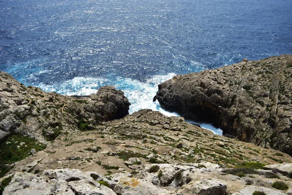 Vallée Sèche Les Falaises Côtières Dans Sud Malte Côté Mer — Photo