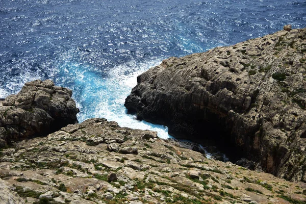 Valle Asciutta Scogliere Costiere Nel Sud Malta Vicino Mare — Foto Stock